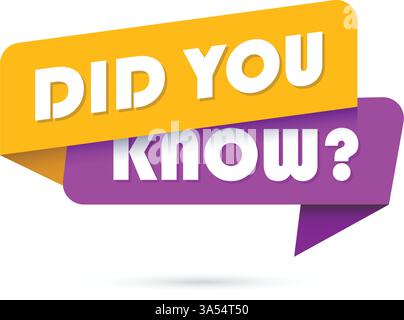 Saviez-vous icône dans le style plat. Bannière faits intéressants illustration vectorielle sur fond blanc isolé. Concept commercial du signe d'explication. Illustration de Vecteur