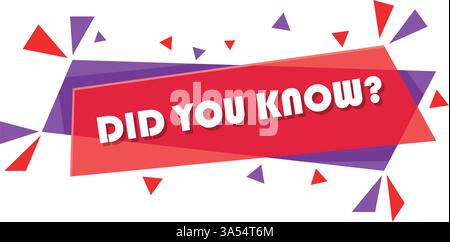 Saviez-vous icône dans le style plat. Bannière faits intéressants illustration vectorielle sur fond blanc isolé. Concept commercial du signe d'explication. Illustration de Vecteur