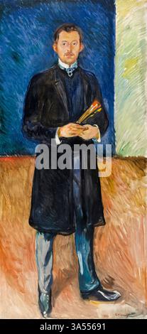Edvard Munch, Autoportrait aux pinceaux, peinture à l'huile sur toile, 1904 Banque D'Images