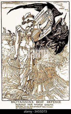 Caricature politique britannique (post-britannique) Corn Laws de Walter Crane (1845-1915), qui aurait eu des opinions politiques fortes, utilisant ses idées dans ses gravures sur bois bien exécutées et d'autres illustrations. Banque D'Images