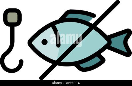 Aucun vecteur d'icône de couleur de pêche. Étiquette pas de pêche, illustration vectorielle Illustration de Vecteur