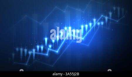 Arrière-plan du graphique de croissance boursière. Échange commercial, concept graphique, augmentation des prix. Illustration de Vecteur