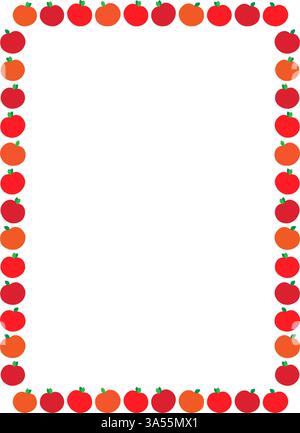 Cadre de fruit de pomme mûr rouge. Bordure de récolte de vecteur de fruits sucrés simple. Espace libre pour votre texte Illustration de Vecteur