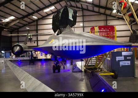 Riverside, Californie, États-Unis - 06-05-2019 : une vue de l'extrémité avant du SR-71A Blackbird, vue au March Field Air Museum. Banque D'Images