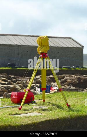 Équipement d'étude à Ness of Brodgar site de fouilles archéologiques néolithiques Mainland Orkney, Écosse juillet 2024 Banque D'Images