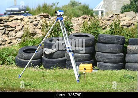 Équipement d'étude à Ness of Brodgar site de fouilles archéologiques néolithiques Mainland Orkney, Écosse juillet 2024 Banque D'Images
