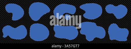 Ensemble de morceaux de papier bleus sur fond transparent. Blobs de bord organiques abstraits. Formes déchirées vectorielles Illustration de Vecteur