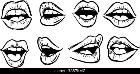 Collection Illustrated Mouth expressions Illustration de Vecteur