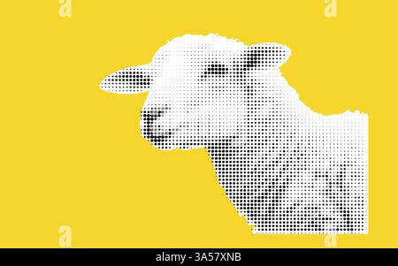Illustration stylisée de mouton sur fond jaune Illustration de Vecteur