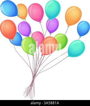 Bouquet moyen de ballons colorés, illustration vectorielle Illustration de Vecteur