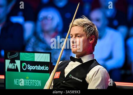 21 mars 2025 ; Telford International Centre, Telford, Angleterre : 2025 le Championnat des joueurs, jour 5 ; Neil Robertson Banque D'Images
