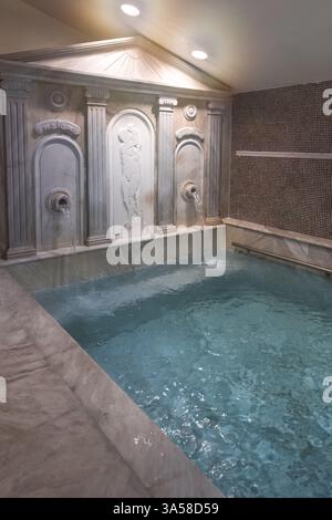 Sources thermales Agkistro Serres Macédoine Grèce, vieux bain turc, hammam byzantin, hôtel et spa chaud détente. Banque D'Images