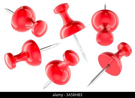 Punaises rouges, rendu 3D isolé sur fond blanc Banque D'Images