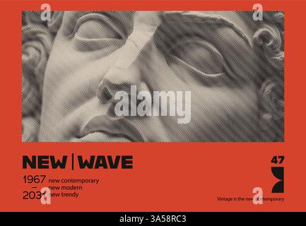 Bannière gravée avec une statue antique. Un design lumineux et contemporain pour un flyer ou une bannière ou une affiche. Imprimé t-shirt. Illustration vintage vectorielle Illustration de Vecteur