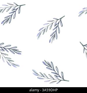 Aquarelle sans couture motif de branches d'olivier Banque D'Images