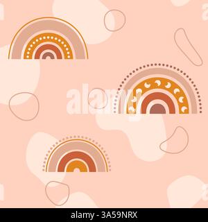 Kid Boho motif sans couture avec des formes simples d'arc-en-ciel et des lignes taches. Illustration de Vecteur