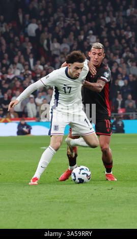 Londres, Royaume-Uni. 21 mars 2025. Curtis Jones (Liverpool) de l'Angleterre en action lors du match de qualification de la Coupe du monde de l'UEFA du Groupe K entre l'Angleterre et l'Albanie au stade de Wembley, Londres, le 21 mars 2025 crédit : action Foto Sport/Alamy Live News Banque D'Images