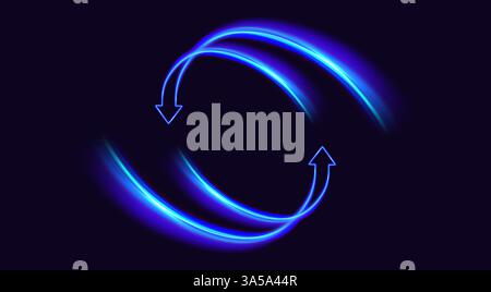 Deux flèches tournent autour. Mettre à jour le logiciel. Icône synchronisation. Concept de mise à niveau de la version du programme informatique. Flèches de circulation en mouvement. Change et argent Illustration de Vecteur