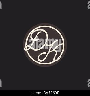 Lettre initiale DK monogramme logo avec graphique vectoriel d'idées de conception de ligne de cercle simple et créatif Illustration de Vecteur