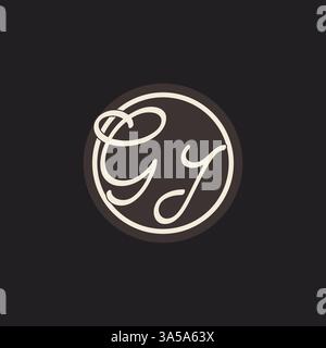 Lettre initiale GI monogramme logo avec graphique vectoriel d'idées de conception de ligne de cercle simple et créatif Illustration de Vecteur