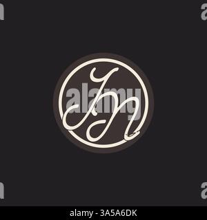 Lettre initiale logo monogramme JN avec graphique vectoriel d'idées de conception de ligne de cercle simple et créatif Illustration de Vecteur