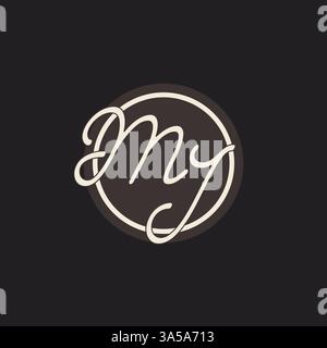 Lettre initiale MJ monogramme logo avec graphique vectoriel d'idées de conception de ligne de cercle simple et créatif Illustration de Vecteur