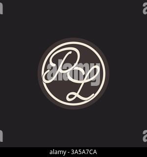 Lettre initiale PL monogramme logo avec graphique vectoriel d'idées de conception de ligne de cercle simple et créatif Illustration de Vecteur