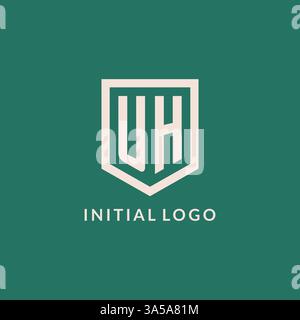 UH logo initial monogramme bouclier de forme géométrique graphique vectoriel de conception Illustration de Vecteur