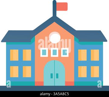 Bâtiment scolaire. Style de conception à plat.. Illustration de Vecteur
