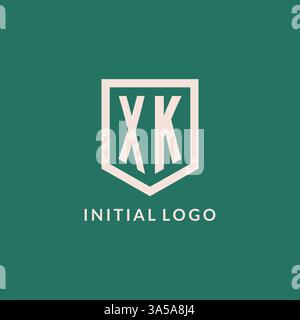 Logo initial du XK, symbole vectoriel de conception de forme géométrique de bouclier de monogramme Illustration de Vecteur