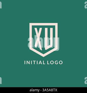 Logo initial XU monogramme bouclier de forme géométrique graphique vectoriel de conception Illustration de Vecteur