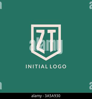 Logo initial ZT monogramme bouclier graphique vectoriel de conception de forme géométrique Illustration de Vecteur