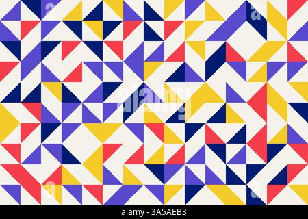 Fond géométrique abstrait, éléments de style Bauhaus dans un ordre et des couleurs aléatoires, motif géo vectoriel sans couture, formes simples de style plat Illustration de Vecteur