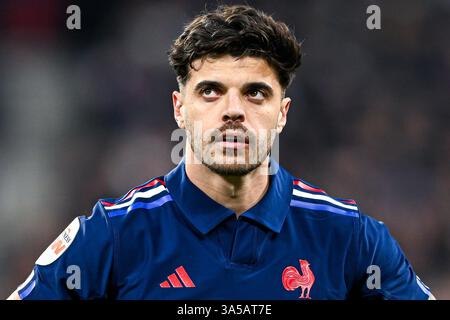 Saint Denis, France. 15 mars 2025. Romain Ntamack lors du 6 ou 6 Nations Championship rugby match XV de France VS Scotland le 15 mars 2025 au stade de France à Paris - crédit : Victor Joly/Alamy Live News Banque D'Images