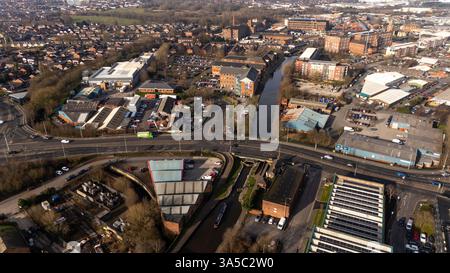 Wigan GTR Manchester, canal et moulins à la périphérie du centre-ville Banque D'Images