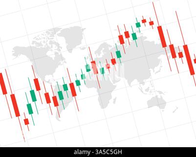 Tableau abstrait de chandelier rouge et vert sur fond de carte du monde Illustration de Vecteur