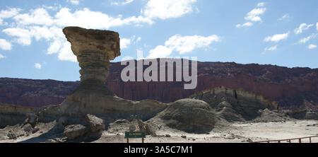 Le champignon , une formation rocheuse unique dans le parc provincial de Schigualasto, province de San Juan, Argentine Banque D'Images