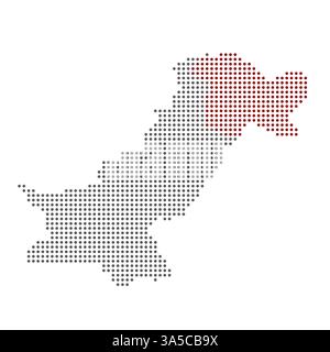 Carte pointillée vectorielle du Pakistan isolé sur fond blanc, facile à éditer. Illustration de Vecteur