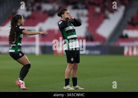 Telma Encarnação de Sporting célèbre après avoir marqué un but lors de la Taça de Portugal Feminina 2024/25 entre SL Benfica et Sporting CP Banque D'Images