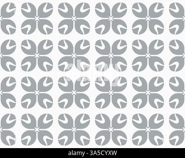 Un motif géométrique sans couture avec des formes florales stylisées dans un design répétitif. Le motif se compose de fleurs à quatre pétales dans un monochrome Banque D'Images
