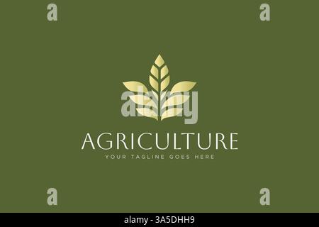 Symbole Agriculture Seed Icon logo Wheat grain Organic Golden Color Branding Illustration de Vecteur