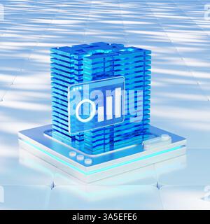 Icône 3D du cloud computing connecté à un serveur, représentant la technologie moderne de traitement des données. Banque D'Images