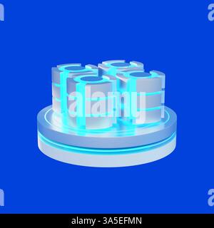 Icône 3D du cloud computing connecté à un serveur, représentant la technologie moderne de traitement des données. Banque D'Images