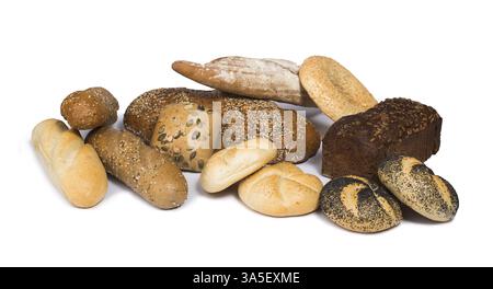 Ronde des pains bretzel isolé blanc Banque D'Images