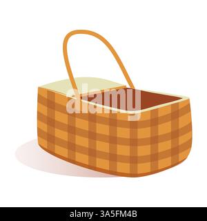 Icône de paille de boîte à panier de pique-nique en osier Illustration de Vecteur