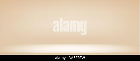 Fond dégradé beige studio. Salle de produits à mur neutre lumineux. Scène de table pastel minimale. Plateau de bureau vide pour la présentation de cosmétiques de beauté. Vect Illustration de Vecteur