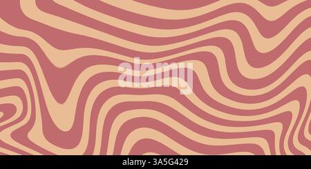 Bannière abstraite Wavy Groovy dans les tons rose doux et beige Illustration de Vecteur