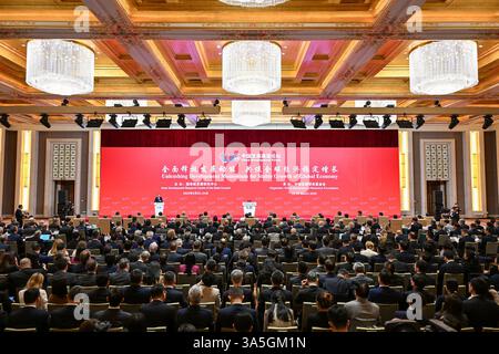 (250323) -- BEIJING, le 23 mars 2025 (Xinhua) -- les participants assistent au Forum chinois sur le développement 2025 à Beijing, capitale de la Chine, le 23 mars 2025. Le Forum de développement de la Chine 2025 est prévu du 23 au 24 mars. Le thème du forum de cette année est « libérer l'élan du développement pour une croissance stable de l'économie mondiale ». (Xinhua/Li Xin) Banque D'Images