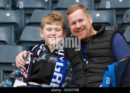 Hampden Park, Glasgow, Royaume-Uni. 23 mars 2025. UEFA Nations League Play offs International Football, second Leg, Écosse contre Grèce ; Scotland fans Credit : action plus Sports/Alamy Live News Banque D'Images