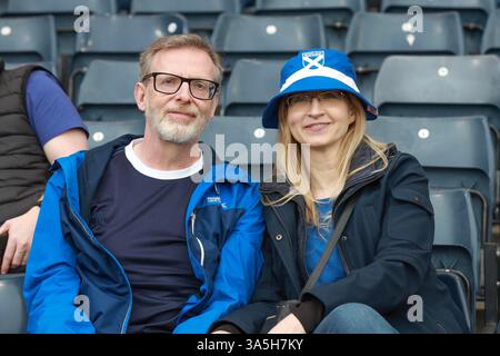 Hampden Park, Glasgow, Royaume-Uni. 23 mars 2025. UEFA Nations League Play offs International Football, second Leg, Écosse contre Grèce ; Scotland fans Credit : action plus Sports/Alamy Live News Banque D'Images
